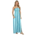thumbnail image 3 of HAPPY BAY Women's House Daily Routine Evening Wear Vacation Holiday Flowy Dress Pencil Tube Top Maxi Frill Dress Evening Gown One Size Stripe Blue, 3 of 5