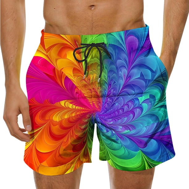 Pantalones Cortos de Playa con Cordón Impreso Casual para Hombres