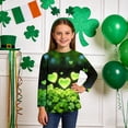 thumbnail image 2 of Tauxra Chandail de la Saint-Patrick pour Adultes, T-Shirt à Manches 3/4 Imprimé Col Rond, T-Shirt Graphique Trèfle Décontracté à Manches Longues pour Activités Festives, 2 of 6