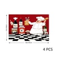 thumbnail image 4 of Amarainy Chef Kitchen Scene Red And Black Checkered Design Linen Table Mats Set Of 4 For Home Kitchen Table Decor 12x18 inch, 4 of 5