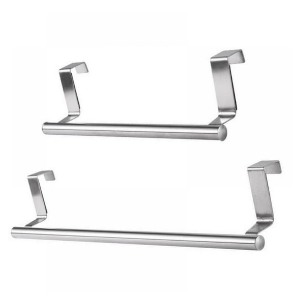 Stainless Steel Over Cabinets Door Towel Rack, 9" Bar Holders fit for 0.8" Width Cabinet Cupboard Doors to Hold Hand and Dish Towels 2 Pack