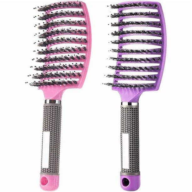 wonima11 Magical Ultra Detangling Brush for Wet or Dry Hair, Detangler Brush, Fast Drying Styling Massage Hairbrush for Men, Women and Kids (Pink+Purple)