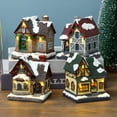 thumbnail image 4 of Pueblo navideño iluminado Casa navideña iluminada Pueblo navideño Lámpara de personajes Pueblo navideño con nieve decorativa LED iluminado Escena navideña 3D Decoración navideña (C), 4 of 4