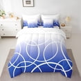 thumbnail image 2 of jejeloiu Geometric Striped Circular 7 Pieces Bedding Comforter Set,Gradient White Blue Full Bedding Set For Girls Boys Reversible, 2 of 8