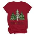 thumbnail image 2 of LoyisViDion Women'S Casual Round Neck Short-Sleeved Christmas Tree Printed T-Shirt Top Wine 4(S), 2 of 6