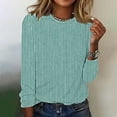 thumbnail image 2 of JYnXIANTI Long Sleeve Shirts for Women Round Neck Striped Soft Tops Casual Comfort T Shirts Fall Winter Clothes Outfits, 2 of 4