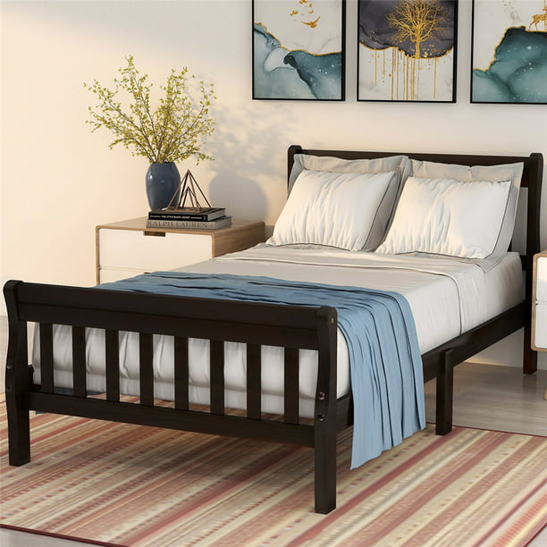 Twin Bed Frame Modern Wood Platform, Modern Espresso Platform Bed Frame