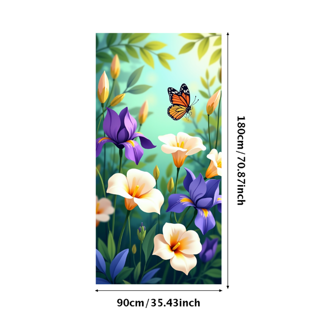 Vibrant Floral and Butterfly Background Banner Party Decorations Backdrop for Garden Parties Outdoor Celebrations Spring Festivities Photo Props