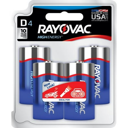 Rayovac Alkaline D Batteries, 4-pack