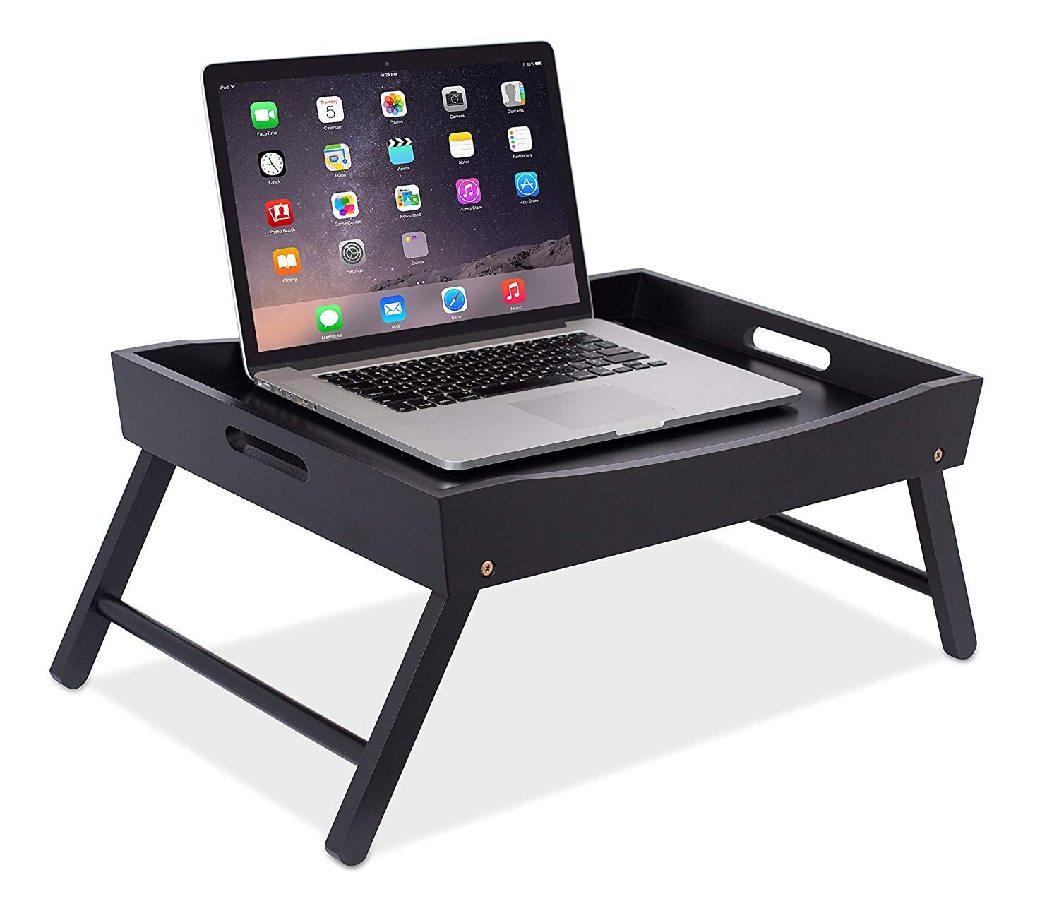 Wood Bed Tray with Folding Legs Wide Breakfast Serving Tray Lap Desk