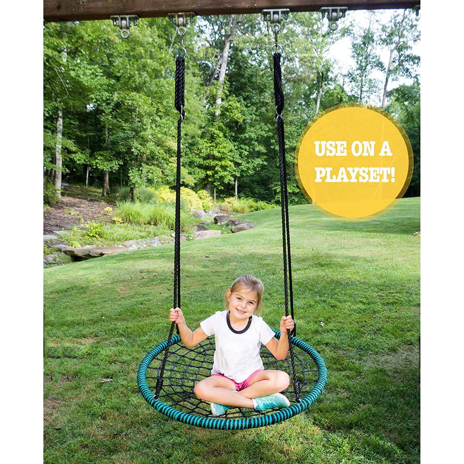 Easy to Install 600 lb Weight Capacity Cool Multi Color Play Platoon Spider Web Tree Swing Fully Assembled 40 Inch Diameter 