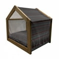 thumbnail image 2 of Abstract Pet House, Horizontal Zigzag Chevron Design with Bold Thin Print, Outdoor & Indoor Portable Dog Kennel with Pillow and Cover, 5 Sizes, Charcoal Grey Pale Grey, by Ambesonne, 2 of 5