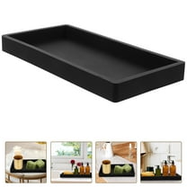 Soimiss Black Silicone Bathroom Vanity Tray Decorative Storage Organizer for Shampoo Lotion and Jewelry