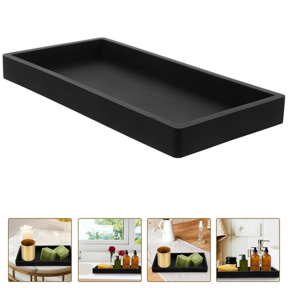 Soimiss Black Silicone Bathroom Vanity Tray Decorative Storage Organizer for Shampoo Lotion and Jewelry