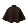 thumbnail image 2 of Fewfanhot Collared Wool Blend Cape Shawl, Button Detail Wrap Poncho for Women Daily Business Casual Wear, 2 of 5