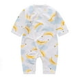 thumbnail image 1 of Zwiiyzr 0-9 Months Baby Boy Girl's Summer Long Sleeve Rompers Printing Newborn Cotton Lace Up Button Round Neck Long Rompers White, 1 of 3