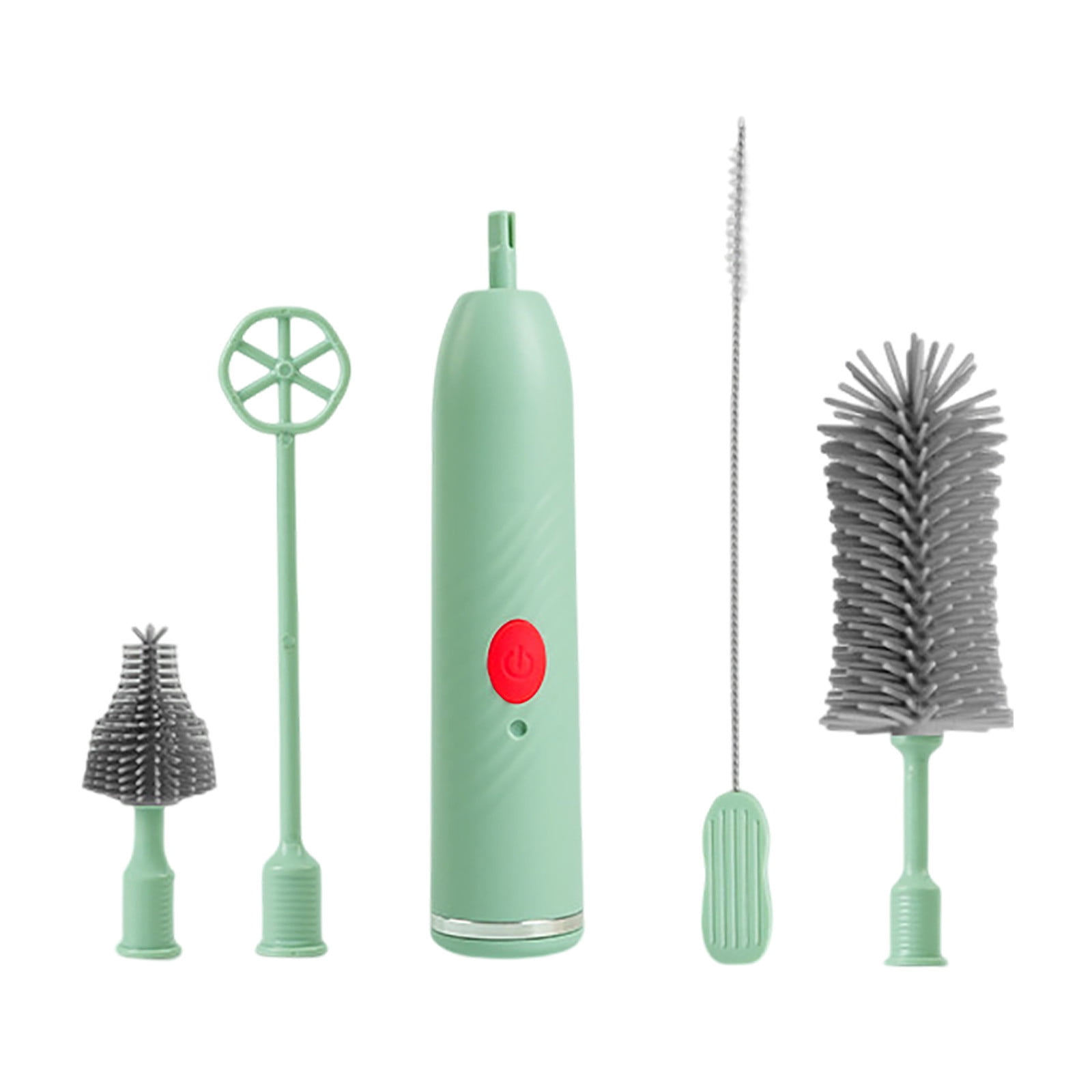 Rechargeable Electric Baby Bottle Cleaning Brush Set, 5-in-1 Silicone Bottle Cleaner with Nipple, Straw & Stirring Attachments, Travel-Friendly for New Moms