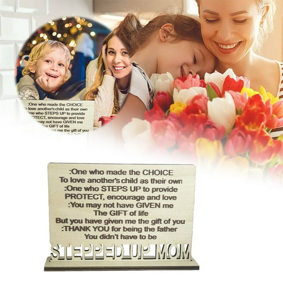 fsxdhpcsgfc Stepped Up Mom Wood Standing Sign Plaque Meaningful Home Decoration Present For Mom's Day Christmas Decorations Bulbs Christmas Ornament Keepsake Ornament Big Christmas Ornament Ornament
