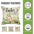 thumbnail image 3 of Happy Easter Eggs Bunny Decorative Throw Pillow Cover 16x16 Set of 4, Religious Rejoice Rabbits Carrot Flower Blessings Outdoor Pillowcase, He is Risen Cross Floral Cushion Case Home Decor, 3 of 6