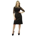 thumbnail image 5 of Bimba Women's Lace Yoke Sheer 3/4 Sleeve Black Casual Cotton Dress With Pockets, 5 of 9