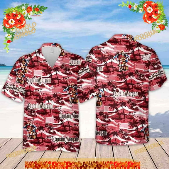 Captain Morgan Hawaiian Shirt, Island Pattern Practical Beach Gift
