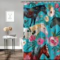 thumbnail image 2 of BCIIG Horses Flowers Shower Curtain Set with Hooks 100% Polyester 36"x72, 2 of 7