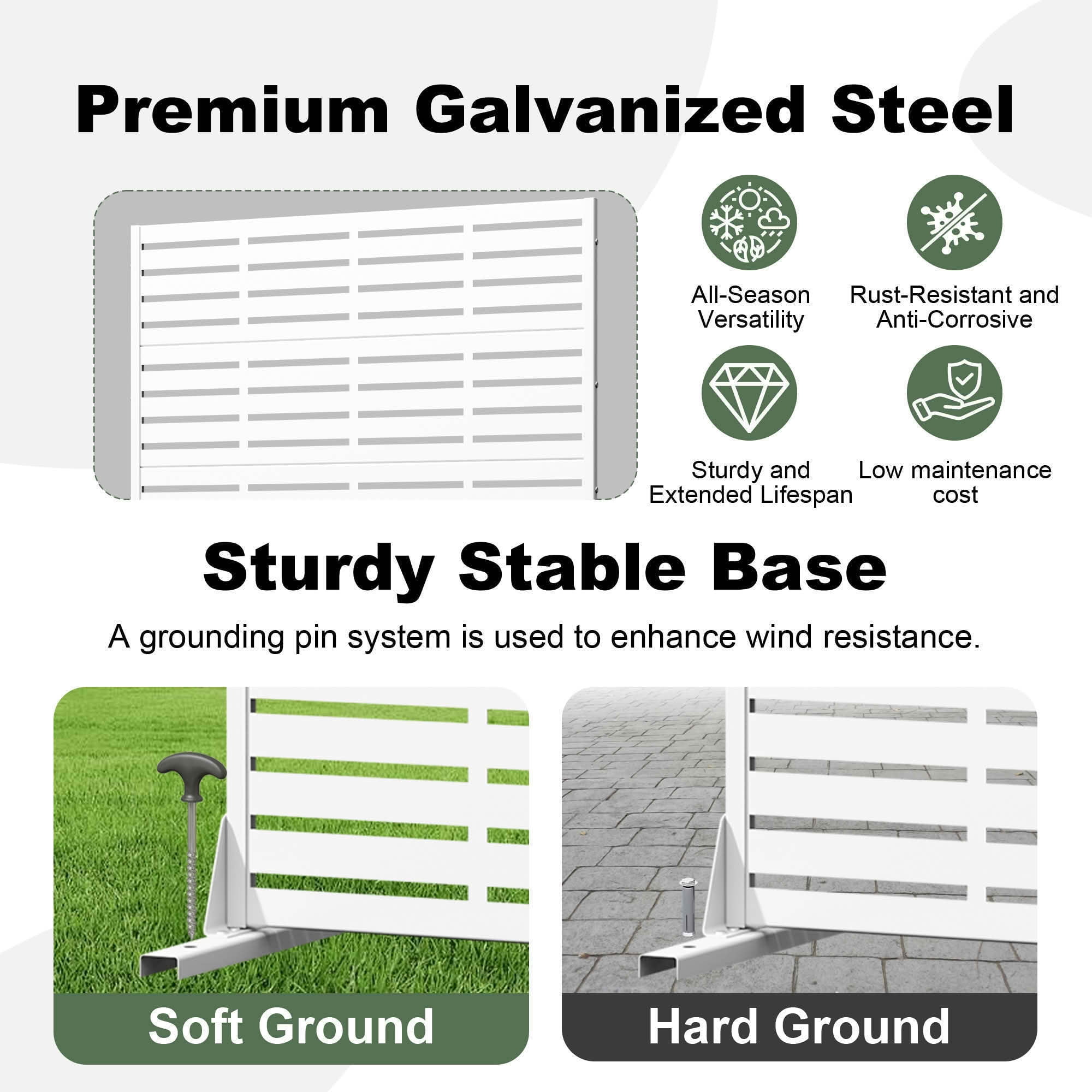 MAYEERTY 72x47 White Outdoor Natural Privacy Panel Screen, 6 Piece Set Natural Folding Divider for Backyard and Garden