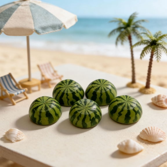Miniature Watermelon Ornament, Realistic Fake Fruit Decor for Summer Tiered Tray, Resin Food Prop for Dollhouse, 1 PC Random Whole or Half Style