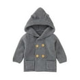 thumbnail image 1 of Verugu Toddler Baby Girls Boys Winter Coat Thicken Warm Jackets Baby Hooded Snow Outwear Coat Kids Solid Color Ears Hooded Knitted Tops Warm Coat Gray, 12-18 Months, 1 of 7