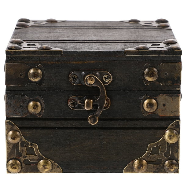 Cofre del tesoro de madera vintage, cofre del tesoro de madera vintage, caja decorativa de madera, caja de recuerdo, cofre