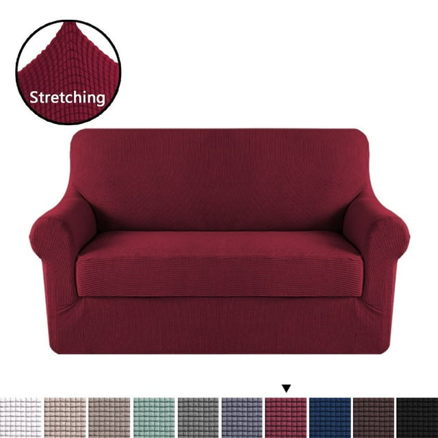 H.VERSAILTEX Housse de Siège Extensible en Jacquard Spandex 2 Pièces, Vin