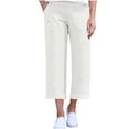 thumbnail image 2 of Pants for Women Plus Size Cropped Solid Color Loose Casual Wide-leg Trousers, 2 of 6