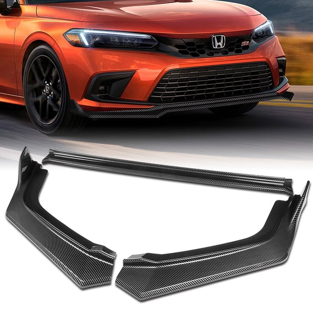 CS-Style Front Bumper Splitter Lip For 2015-2021 Subaru WRX STI – Painted Black, 3-Piece Spoiler Kit 4 thumbnail image