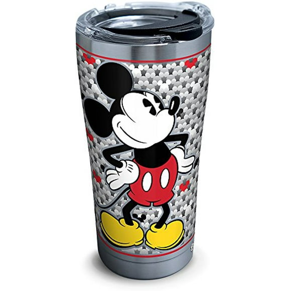 Tervis 1292884 Disney-Mickey Mouse Tumbler with Clear and Black Hammer Lid, 20 oz Stainless Steel, Silver