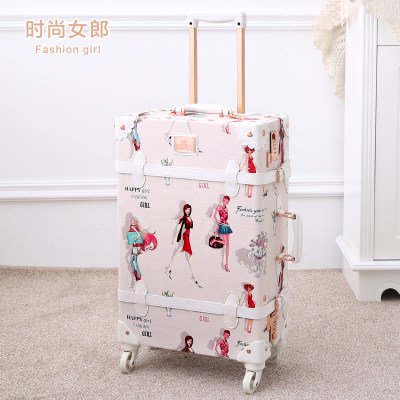 Flor 2 unids/set Vintage de lujo PU equipaje de viaje con bolso de mujer Retro maleta con ruedas bolsa niñas maleta de maquillaje cosmético