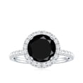 thumbnail image 4 of Rosec Jewels Classic Lab Grown Black Diamond Ring Engagement for Women (8 mm, AAAA Grade) - Black White Diamond Statement Ring, 925 Sterling Silver, US 4.00, 4 of 8