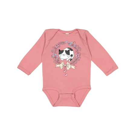 

Inktastic Cat Lover Gifts Flowered Wreath Gift Baby Girl Long Sleeve Bodysuit