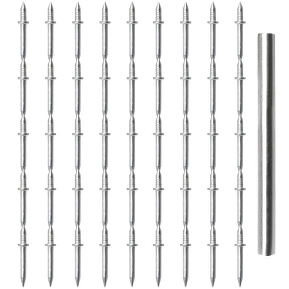 Under $2 Double Headed Nails, 50-Pack Double Head Skirting Nails with Sleeve, Galvanized for Concrete Walls & Furniture, Duplex Nails, Multi-Color, by Goohae