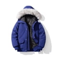 thumbnail image 2 of Mens Winter Puffer Parka Thicken Coat Faux Fur Removable Hood Warm Long Sleeve Zip Jacket with Pockets, 2 of 7