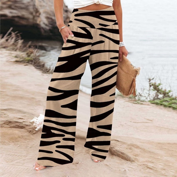 ICHUANYI Clearance Women's Loose Wide Leg Pants High Waist Straight Pants Casual Printing Pants(Multicolor, S) ICHUANYI WER2023081007014