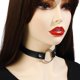 thumbnail image 5 of Gargantilla de cuero sintético negro para mujer, colgante ajustable, cadena de cuero, estilo gótico punk, collar corto circular con remache, 5 of 9