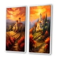thumbnail image 3 of Designart "Italian Vineyard Sunset Castle Silhouette I" Castles Framed Wall Art Set Of 2 - Traditional Gold Framed Wall Art Set Of 2, 3 of 6