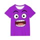 thumbnail image 2 of Blusas y camisas de manga corta con cuello redondo para niños y niñas, color liso, con estampado de expresión linda, manga corta, holgadas y cómodas, blusa para niña, 2 of 6