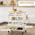 thumbnail image 4 of HOMCOM Kitchen Cart on Wheels w/ 4 Drawers, 2 Tray, Wine Rack, Wood Top, 4 of 10