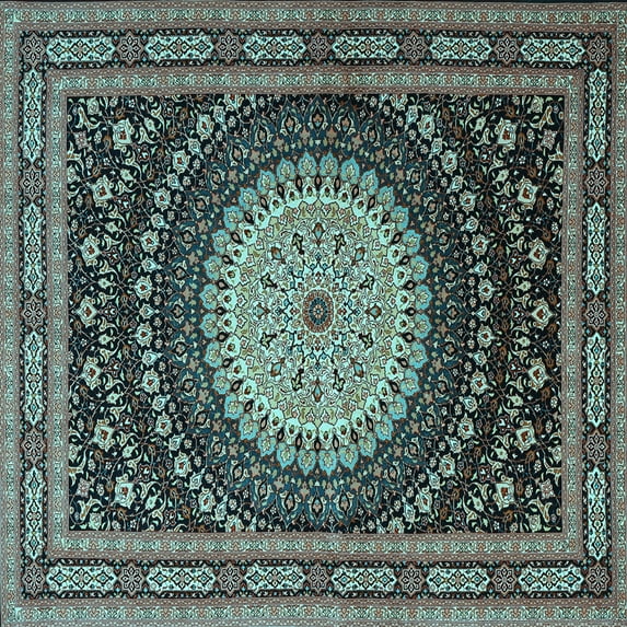 Ahgly Company Indoor Square Persian Light Blue Traditional Area Rugs, 5' Square