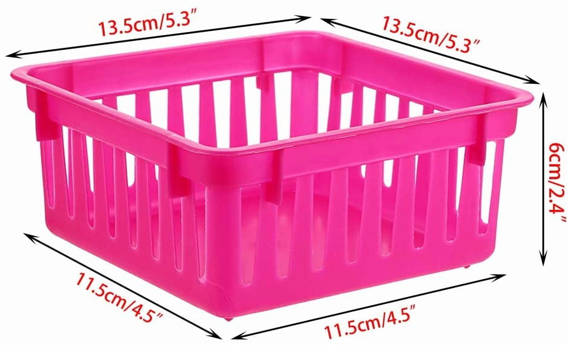 18 Pcs Colorful Small Plastic Baskets Classroom Storage Bins Crayon and Pencil Baskets 5.3 x 5.3 In