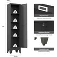 thumbnail image 3 of Narrow Bathroom Cabinet, Metal Storage Cabinet with 4 Adjustable Shelves and 2 Barn Doors,Tall Kitchen Pantry for Living Room, Home Office, Dining Room,Black, 3 of 7