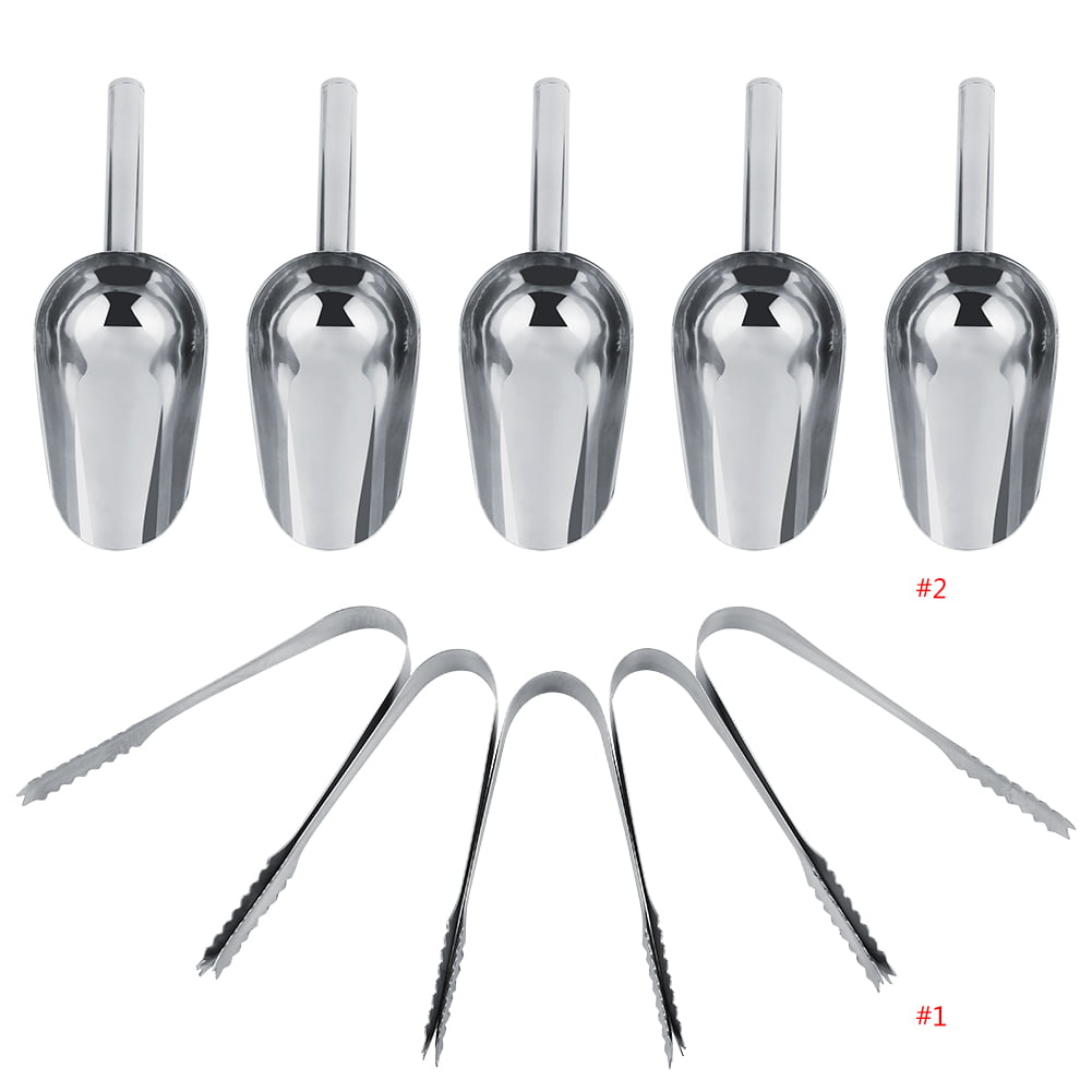Buffet Ideal for Candy/Sweet at Weddings Home Kitchen Parties Bar Made from Stainless Steel Set 5* Scoops+5* Tongs 5 Packs Ice Scoops/Sweet Scoop and Tongs Sets 