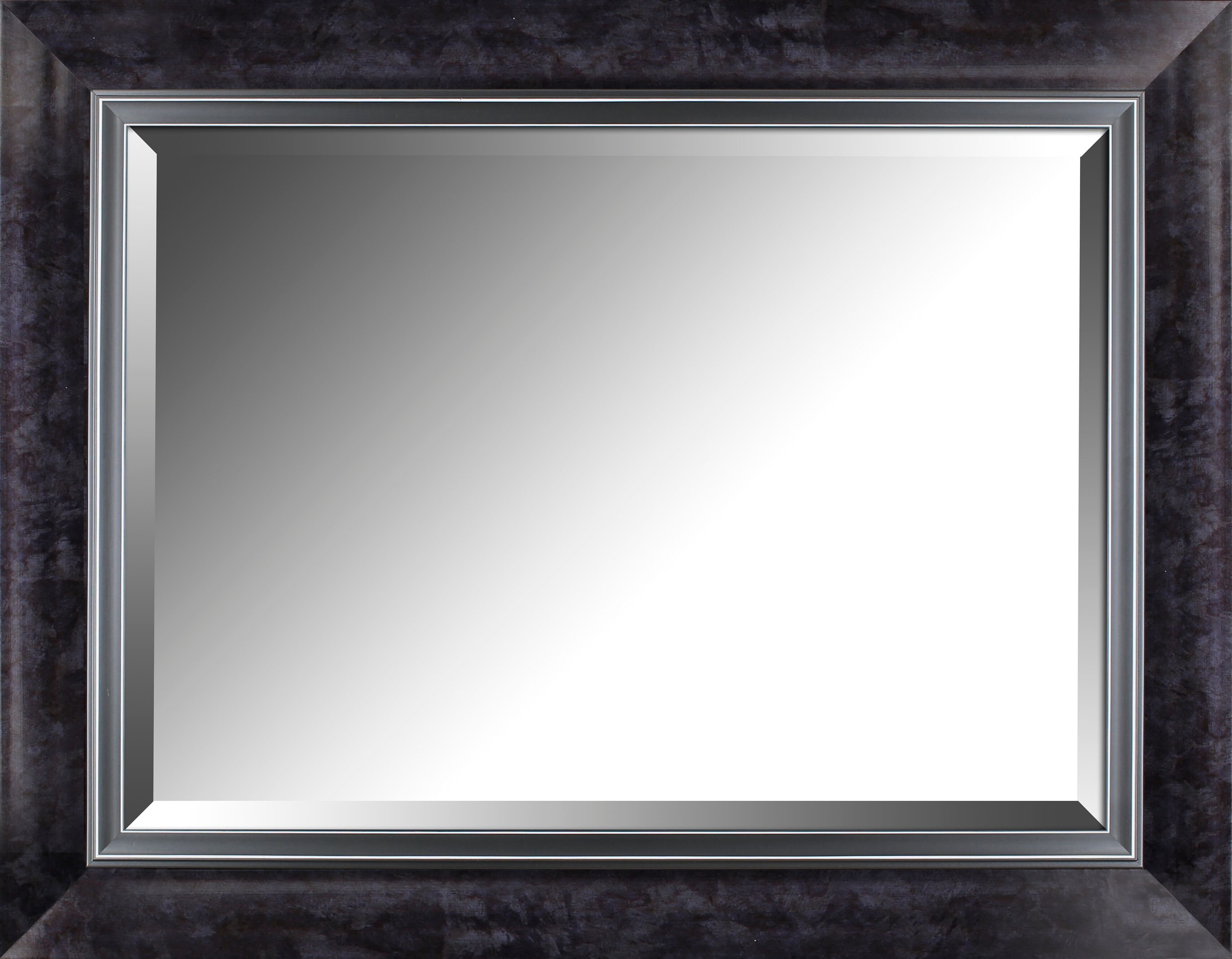 Black Marble Style Framed With Liner Bevelled Mirror 27.25x35.25 (Inner