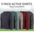 thumbnail image 2 of Essential Elements Boys Active Shirt - Quick-Dry Athletic Workout Training Stretch Crew Neck Long Sleeve Top 5 Pack, 2 of 7